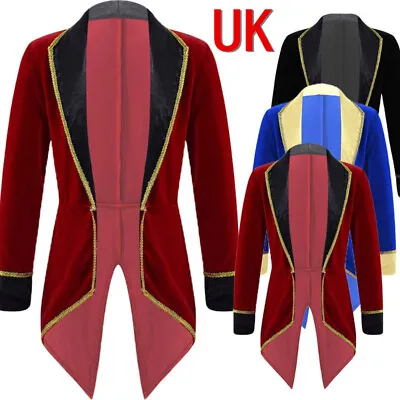 UK Girls Boys Ringmaster Showman Costume Tuxedo Coat Halloween  Fancy Dress Up • £5.32