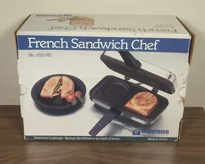 Vintage VITANTONIO 650-NS French Sandwich Chef Maker (80s) ORIGINAL BOX! WORKS! • $27.50