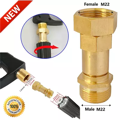 Pressure Washer Gun Adapter Swivel Joint M22-14mm Connector To Hose Fitting New • $19.99