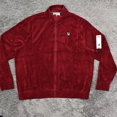 FILA O-Fit Velour Jacket Men Lounge Size 3XL Track All Season Classic Biking Red • $29.75