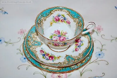 £110 • Buy Extremely Rare Turquoise Shelley Bone China Tea Set Gainsborough Trio Cup Plate