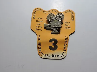 $80 • Buy Indy 500 Silver Pit Badge 1969 #3 Back Up Card