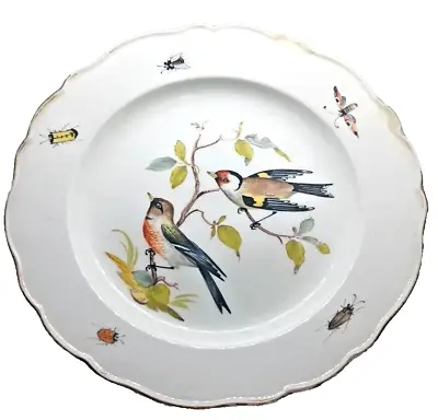 Antique Meissen Porcelain Plate With Birds In Center & Insects Around The Edges • $99