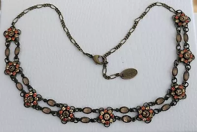 Vintage Kenny Ma San Francisco Champagne & Coral Crystal Rhinestone Necklace  • $19.99