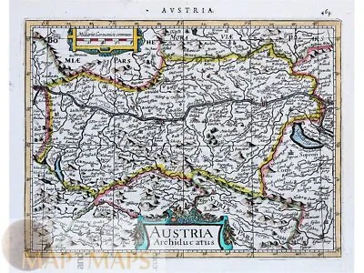 Austria Archiduc Atus - Antique Map Mercator/Hondius 1634 • $185
