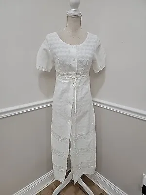 VTG'70s Saks Fifth Avenue White Cotton Dress/Sheer/Beach Dress/Size S/ • $29.99