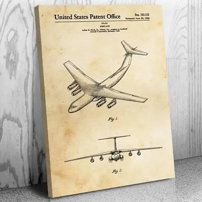 C-141 Starlifter Airplane Patent Canvas Print Air Force Gift Airplane Blueprint • $65.95