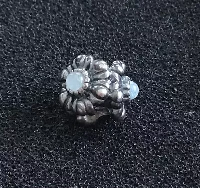 Genuine Pandora Silver Flowers With 3 Opaque CZ Stones Charm 925 ALE • £5