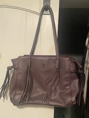 New Simply Vera Wang Malta Fringe Tassels Tote Bag Handbag Purse - Plum • $20