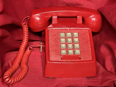 Red Touch Tone Desk Corded Wired Push Button Phone Cortelco WORKS 250047-VBA-20M • $24.95