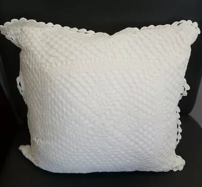 Vintage Crotchet Cottagecore Decorative White Throw Pillow NWT 100% Cotton  • $14