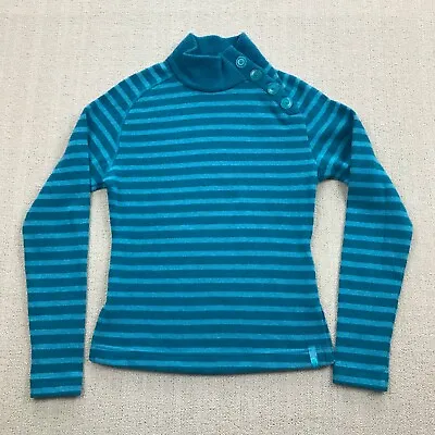 Mountain Hardwear Sweater Womens Small Blue Wool Blend 1/4 Button Stripe Outdoor • $17.50