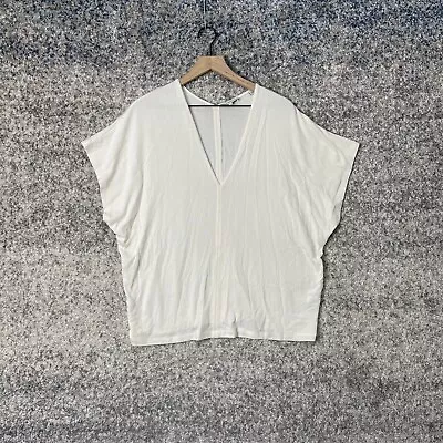 Vince Womens V-Neck High-Low Blouse Ivory Size XL • $27.99