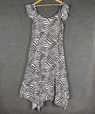 Table Eight Dress Womens 16 Plus Red White Maxi Zebra Print Flowy Event Ladies • £14.20
