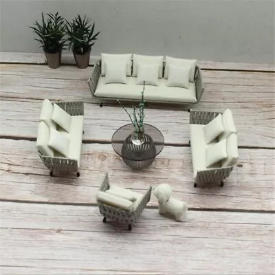 5 Pcs/set 1/15 Dollhouse Miniature Living Room Furniture Knitted Sofa Table Set • $28.99