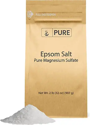 Epsom Salt (2 Lb) Pure Magnesium Sulfate Food Grade Soaking Solution. • $12.74