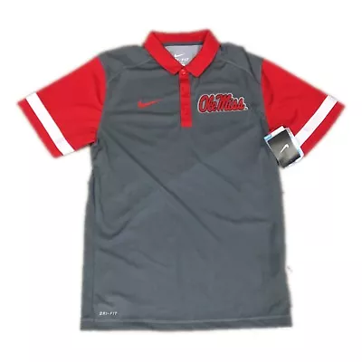 NEW NWT Mississippi Ole Rebels Nike Men's Dri Fit Team Stripe Polo Shirt Small • $34.95