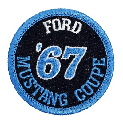 1967 Ford Mustang Coupe Embroidered Patch Blue Denim/Aqua Iron-On Sew-On Hat Bag • $13.99