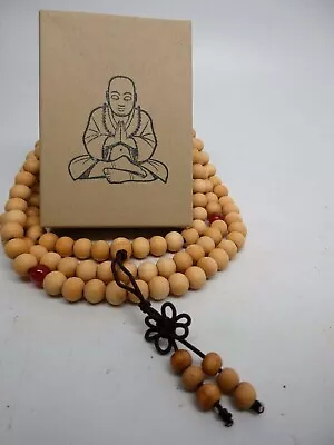Fragrant  White Wood Yoga Meditation Prayer Beads Mala Necklace 30  With Box  • $12