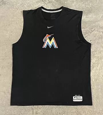 Men’s Nike Dri-Fit Baseball Miami Marlins Black Sleeveless T-Shirt Medium • $12.65