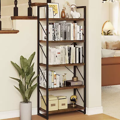 Industrial 5 Tier Bookshelf Tall Ladder Shelf Bookcase Display Storage Rack • $56.99