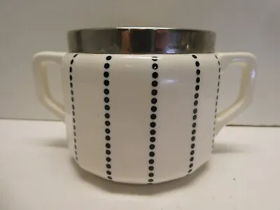 Antique Wmf German Art Nouveau Pottery Sugar Bowl Chromed Metal Rim • $56