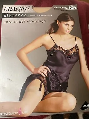 Charnos Elegance Ultra Sheer Sensual Stockings Nude Medium  10 Denier New • £5