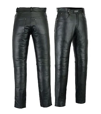 Mens  Motorcycle Leather Jeans Pants Trousers Premium Quality Cow Plain Leather • $95.87