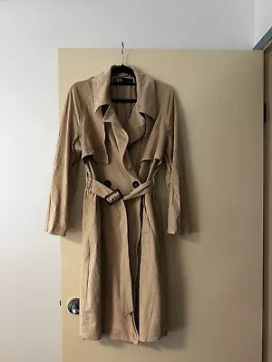 Zara Womens Coat Jacket Size M Medium Beige Suede Feel • $10.50