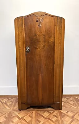 Vintage Art Deco Walnut Single Door Freestanding Wardrobe * Can Deliver * • £165