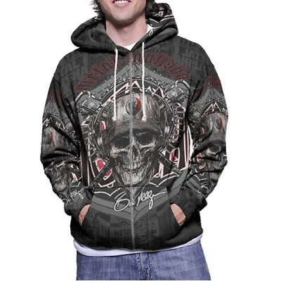 Jacket Hoodie Brian Deegan 38 Metal Mulisha Fullprint Polyester Hoodie Zipper • $39.49