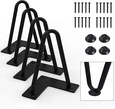6” Black Hairpin Furniture Legs(4Pcs) | Heavy-Duty Hairpin Legs End Table Legs| • $23.52