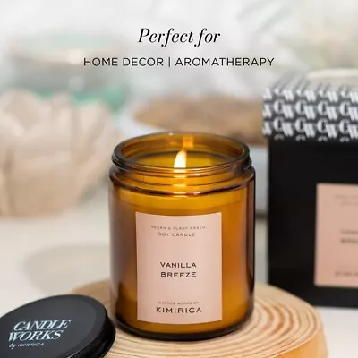 Premium Scented Candle  Vanilla Breeze | Plant-Based Soy Wax | 32-Hour | 175g • $27.69
