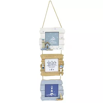 Triple Hanging Nautical Photo Frame | 3 Aperture Picture Frame Collage Frame • £14.99