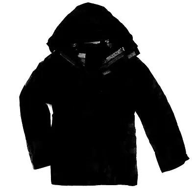 LADIES PLAIN BLACK WATERPROOF WINDPROOF JACKET Hiking Kagool Coat Womens XS-3XL • £14.50