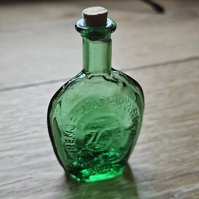 Vintage Benjamin Franklin Bottle Green Glass Small W Cork Raised Design USA • $9.99