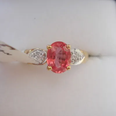 1.20ct Certified Padparadscha Sapphire Gold Ring • £899.99