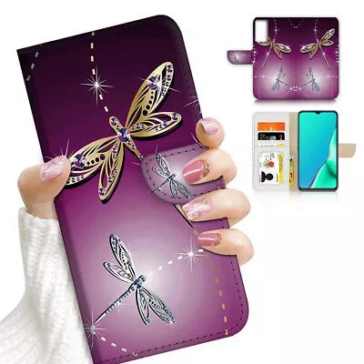 ( For Oppo A57 / A57S ) Wallet Flip Case Cover AJ23639 Purple Dragonfly • $13.99