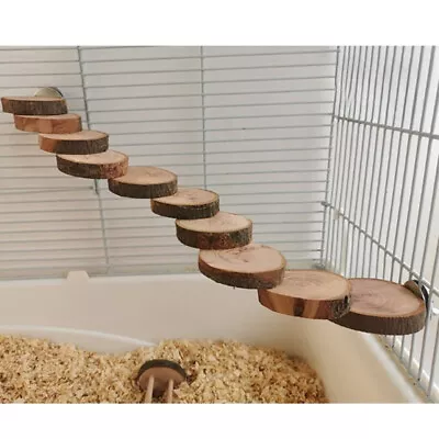 10 Steps Hamster Wooden Ladder Wood Climbing Blocks Chew Toy Bird Cage Accessory • £11.17