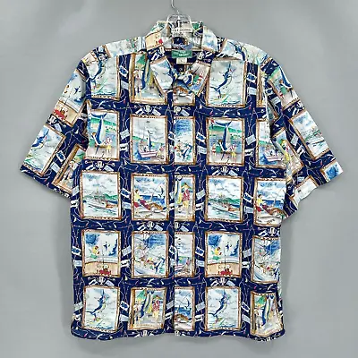 Reyn Spooner Shirt Mens Large All Over Marlin Deep Sea Fishing Egyptian Boat VTG • $33.74