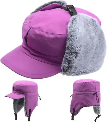 Winter Men Women Trapper Hunting Hat Warm Elmer Fudd Fur Cadet Cap With Visor Ea • $38.32