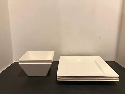 5 Piece Martha Stewart Avenue For Macy's White Square Salad Plates And Bowls • $34.99