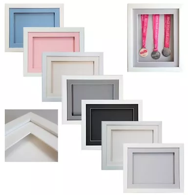 3D Box White RECTANGLE Picture Craft Medals Hobby Art Object Display Frame  • £8.99