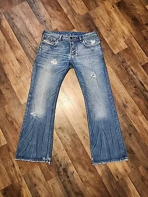 Vintage Diesel Zathan Bootcut Jeans Mens Size 33X30 Distressed Whiskered HOT! • $125