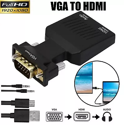 HDMI Female To VGA Male Converter With Audio Adapter Support 1080P Signal Output • $16.99