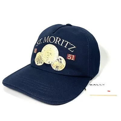 BALLY St Moritz Switzerland Medallion Cap Hat Midnight Blue (MSRP $300) • $78.99