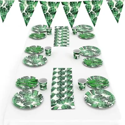 $3.33 • Buy Jungle Tropical Palm Leaf Tableware Sets Birthday Hawaii Party Home Decoration