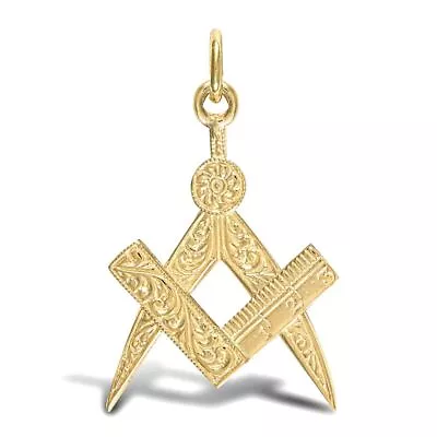 Solid 9ct Yellow Gold Hand Finished Masonic Pendant Charm • $143.68