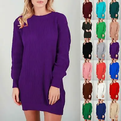 £9.49 • Buy Womens Ladies Chunky Knitted Long Sleeve Oversized Jumper Dress Long Sweater Top