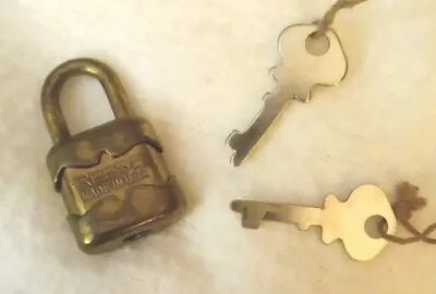 Vintage Tiny Miniature Reese Padlock Lock W/2 Keys 1 1/4  X 5/8  U.S.A. Works • $7.99